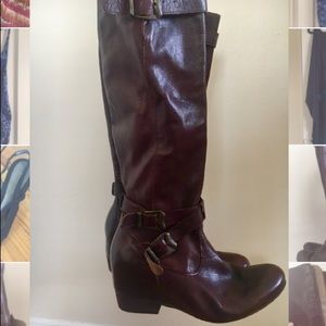 Miz Mooz wedge REAL leather brown boots